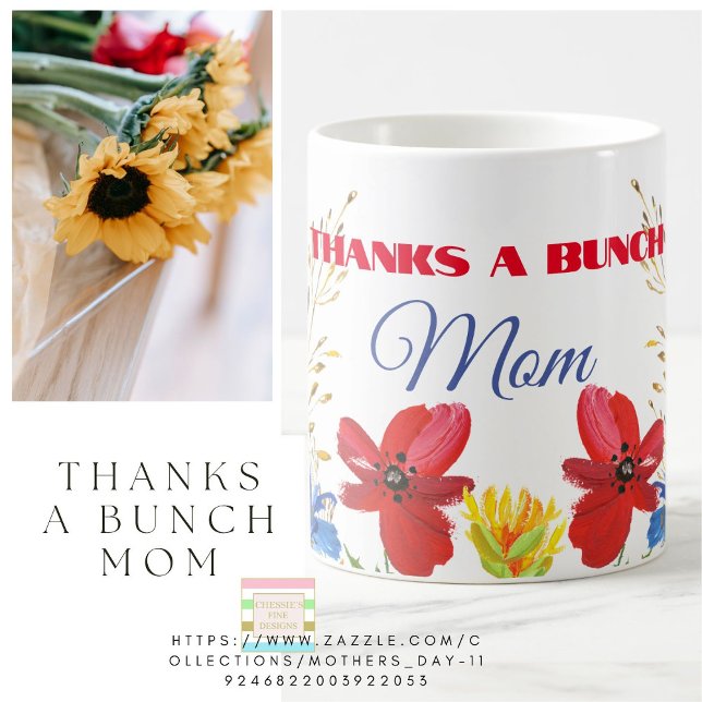 Mug Fête des mères Cadeau Floral Merci Un tas (Créateur téléchargé)