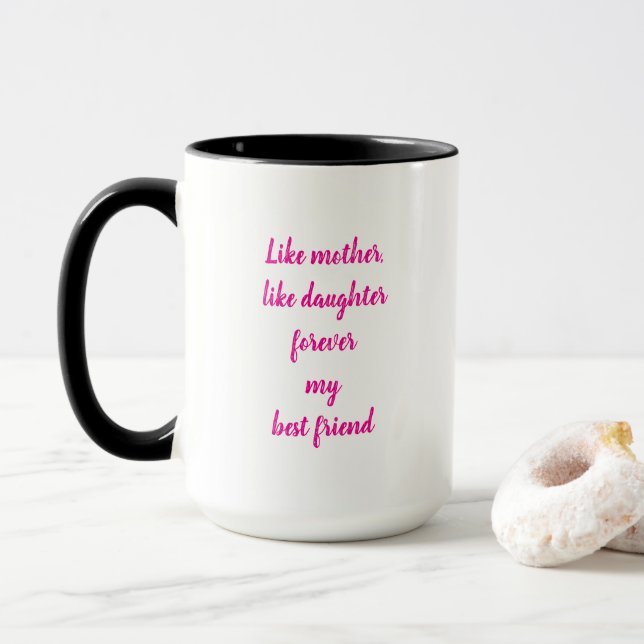 Mug Fête des mères Cadeau Maman Fille Citation rose ch (Avec donut)