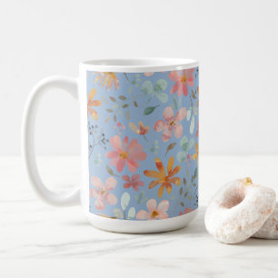 Mug Fête des mères de fleurs bleu pâle
