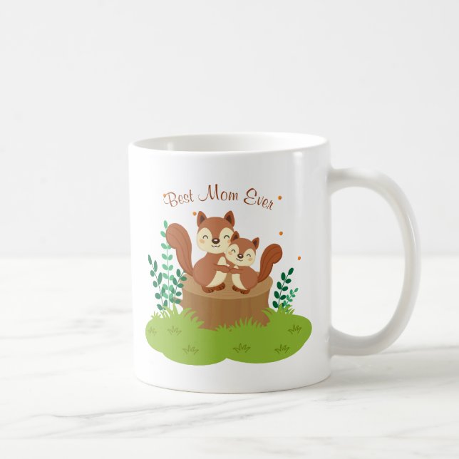 Mug Fête des mères de maman et bébé écureuils (Droite)