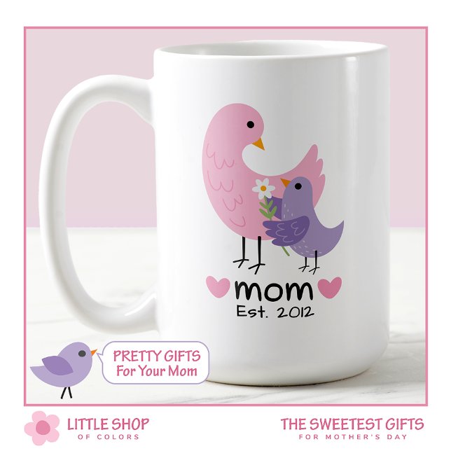 Mug Fête des mères de mignonne Mama Baby Bird Bird (Créateur téléchargé)