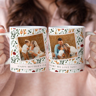 Mug Fête des Mères de style scrapbook floral délicat