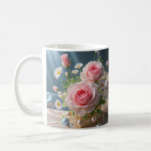 Mug Fête des mères Délicat roses roses et marguerites