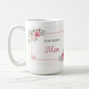 Mug Fête des Mères Dieu bénisse Maman – Fleurs aquarel