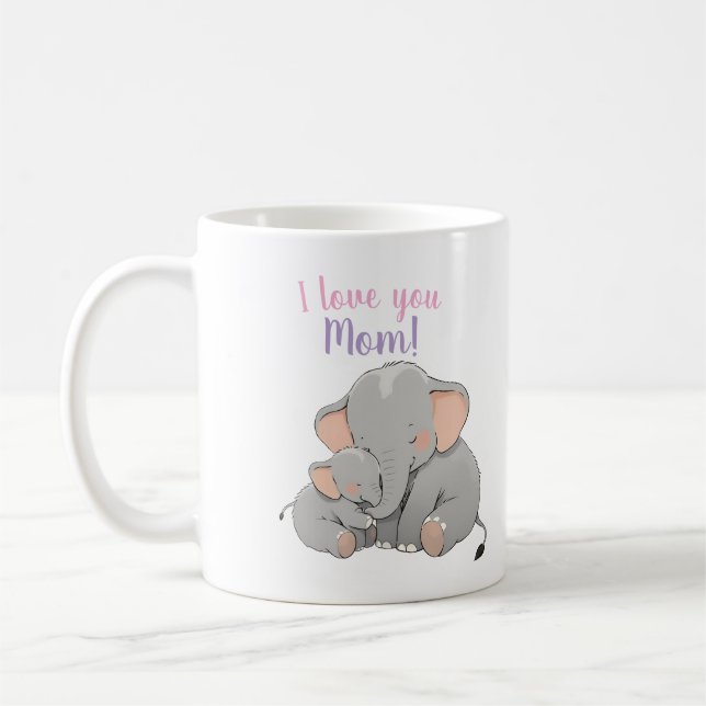 Mug Fête des mères éléphantes pour bébés et mamans (Gauche)