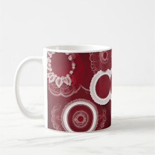 Mug Fête des mères Floral vintage rouge foncé Ai art 