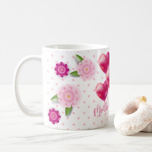 Mug Fête des Mères - gobelet cadeau Ornement Floral Dé (Avec donut)