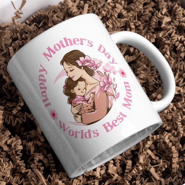 Mug fête des mères heureuses, monde meilleur maman, ro (Créateur téléchargé)