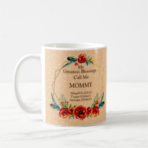 Mug Fête des mères Maman Maman Enfants Noms des enfant