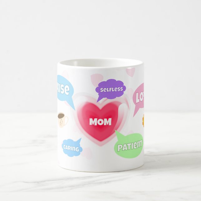 Mug Fête des mères Meilleure maman Mot Nuages Reine Co (Centre)