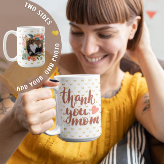 Mug Fête des mères Mère Cadeau Floral Photo personnali