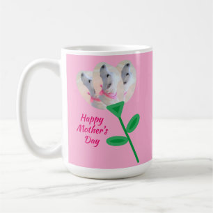 Mug Fête des Mères mignonne Chien Chien blanc Fleur ro
