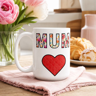 Mug Fête des Mères Moderne Élégant Fleur de Maman en F