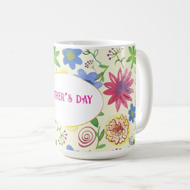 Mug fête des mères, motif floral (Devant droit)