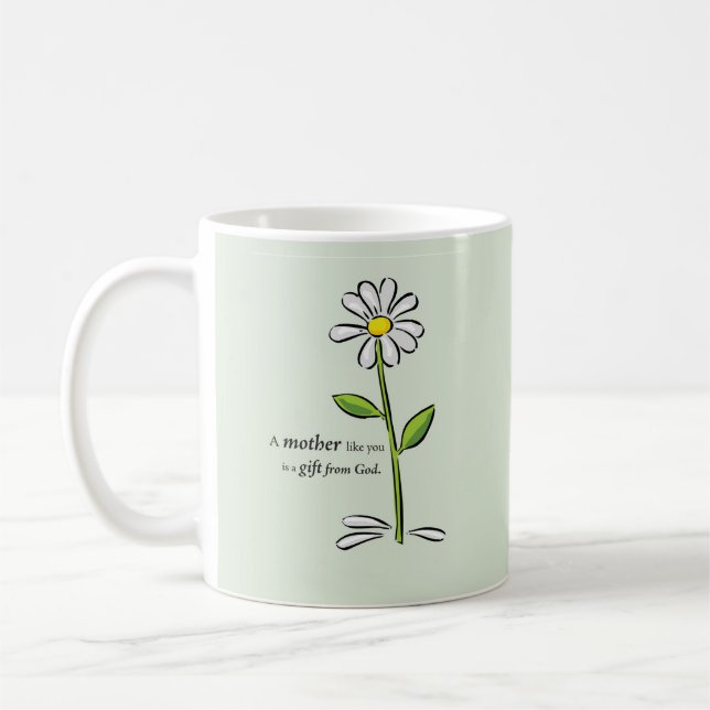 Mug Fête des mères religieuse Fleur de marguerite vert (Gauche)