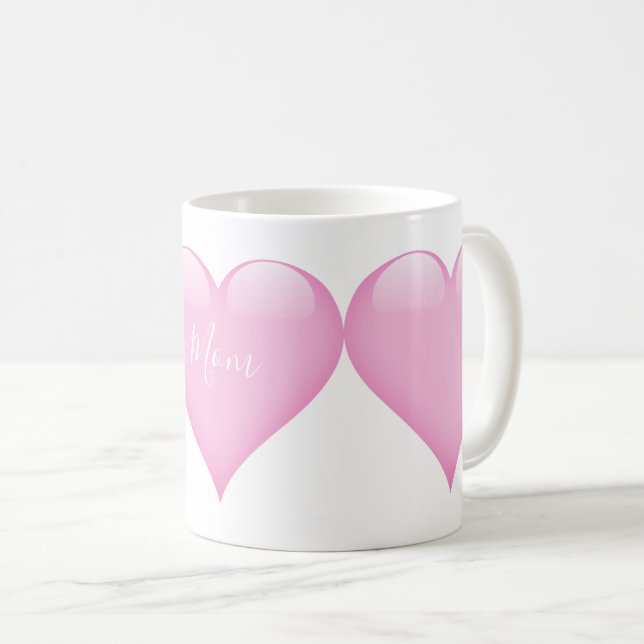 Mug Fête des mères Simple Coeur rose Personnel (Devant droit)