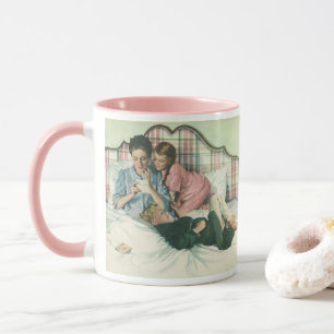 Mug Fête des mères vintage, enfants lisant des cartes 