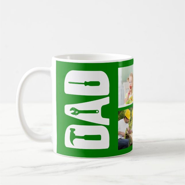 Mug Fête des pères 6 Photo Keepsaké Handyman Papa Vert (Gauche)