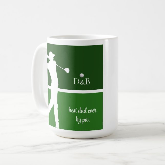 Mug fête des pères cadeau golf, meilleur papa jamais p (Devant gauche)