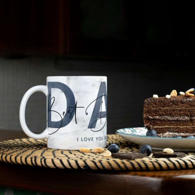 Mug Fête des pères de devis personnalisée Dusty Blue B (Easily personalize this Best Dad Ever mug a gift he'll treasure, perfect for any occasion)