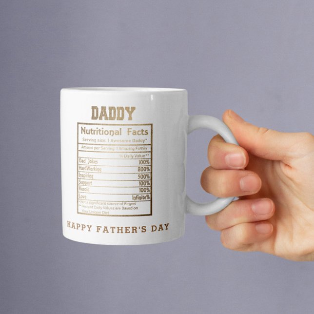 Mug Fête des pères de données nutritionnelles papa (Créateur téléchargé)