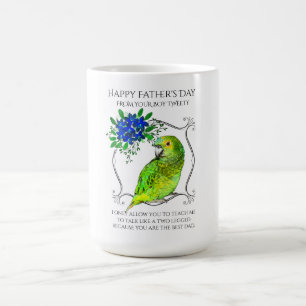Mug Fête des pères De L'Oiseau De Perroquet Sur Blanc