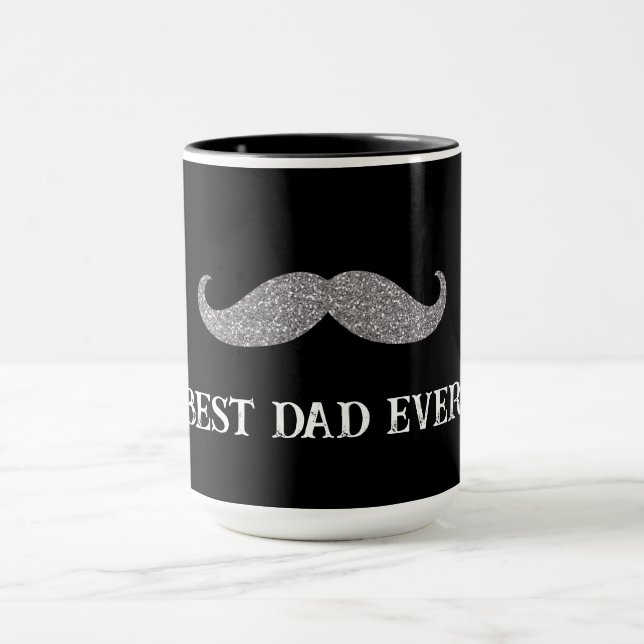 Mug Fête des pères de moustache d'argent noir (Centre)