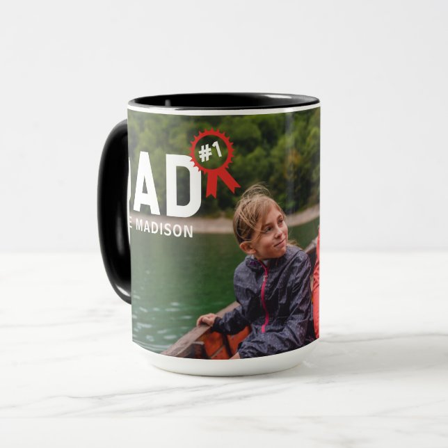 Mug Fête des pères de nom personnalisée moderne #1 Pap (Devant gauche)