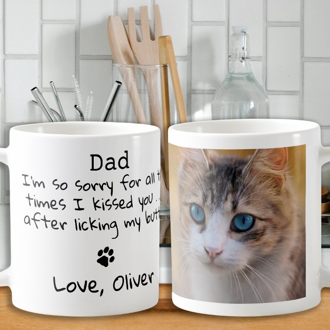 Mug Fête des pères - Drôle Chat Papa Personnalisé Anim (Créateur téléchargé)