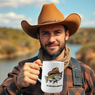 Mug Fête des pères Drôle Poisson Porté un Casquette Co