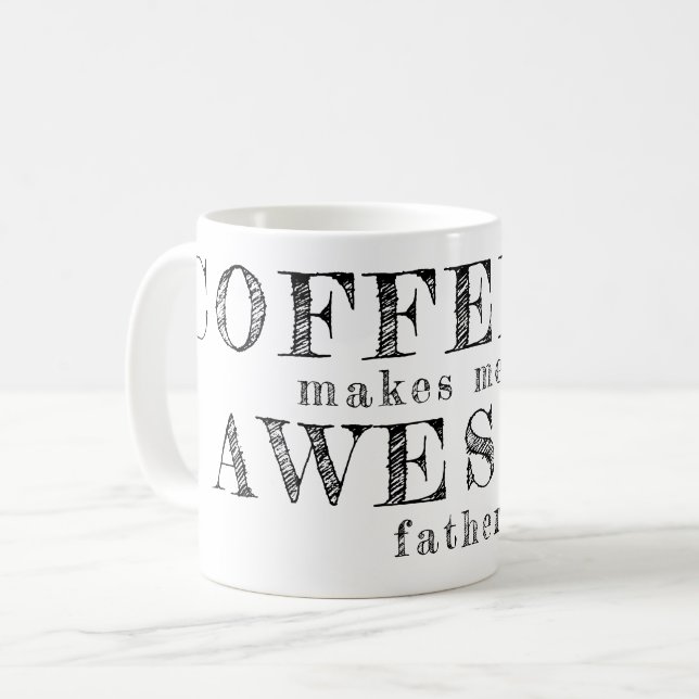 Mug Fête des pères drôle typographie cadeau personnali (Devant gauche)
