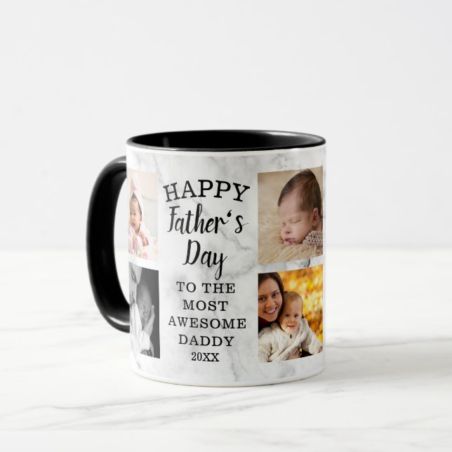 Mug Fête des pères heureuse Awesome Daddy 8 Marbre pho (Devant gauche)
