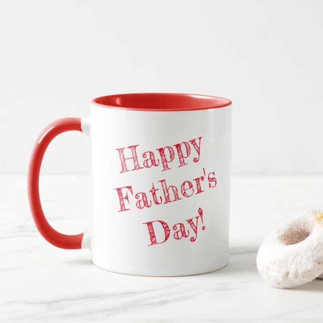 Mug Fête des pères joyeuse texte rouge (Avec donut)