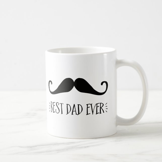Mug fête des pères Meilleur papa Jamais Mustache Café  (Droite)