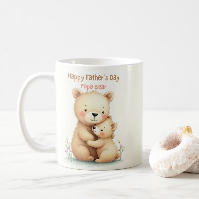 Mug Fête des pères mignonne avec ours doux Pastel Anim (Avec donut)