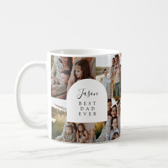 Mug Fête des pères moderne Meilleur papa Jamais Photo  (Gauche)