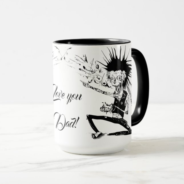 Mug Fête des Pères Noir et Blanc, Zombie (Devant droit)
