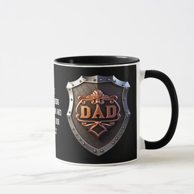 Mug Fête des pères papa inondée Protector & Hero Noir (Droite)