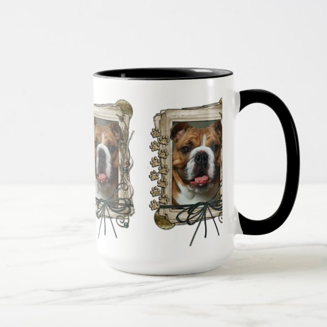Mug Fête des pères - pattes en pierre - bouledogue (Droite)