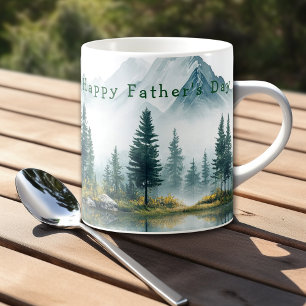 Mug Fête des pères Pays Montagnes Pins Arbres