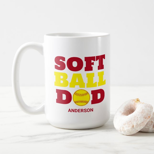 Mug Fête des pères personnalisée de softball papa (Avec donut)