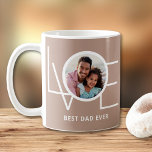Mug Fête des pères photo moderne de Best Dad Ever<br><div class="desc">Cette Mug photo Best Dad Ever est décorée du mot LOVE en blanc sur un arrière - plan beige. Facilement personnalisable avec votre photo. Fait un cadeau de Fête des pères spécial.</div>
