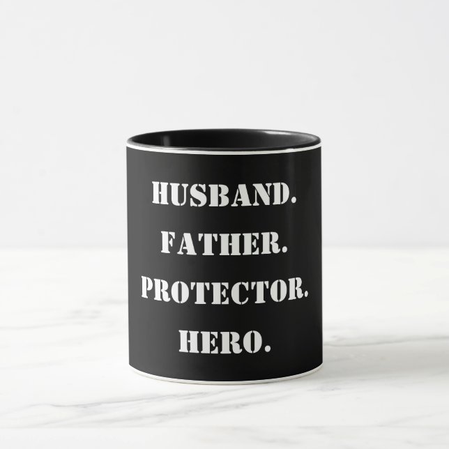 Mug Fête des pères Stencil Mari Père Protecteur Hero (Centre)