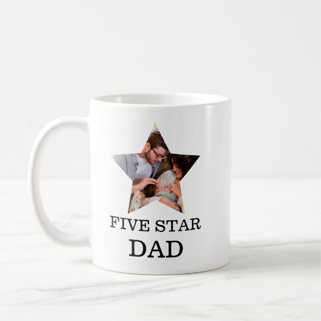 Mug Fête des pères unique moderne 5 étoiles Papa 1 pho (Gauche)