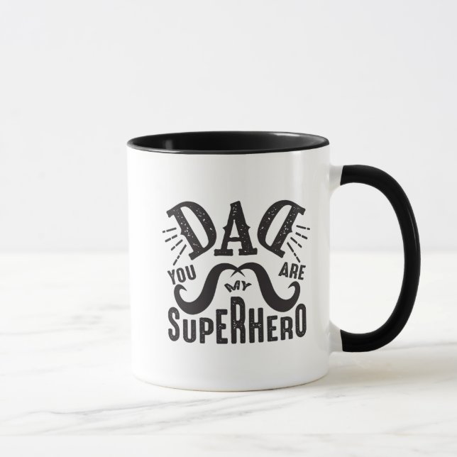 Mug Fête des pères unique Papa Tu Es Mon Superhéros (Droite)