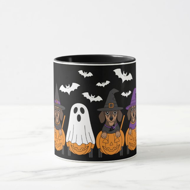 Mug Fête d'Halloween de Dachshunds mignons (Centre)