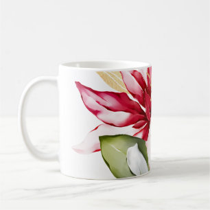 Mug Fête d'hiver poinsettia aquarelle fleurs