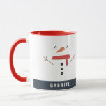 Mug fête drôle bonhomme de neige personnalisé enfants<br><div class="desc">fête drôle mignon bonhomme de neige personnalisé design enfant</div>