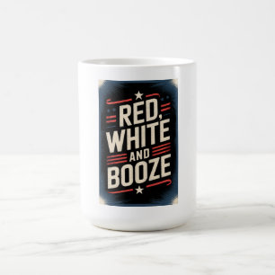 Mug Fête du 4 juillet Booze Rouge Blanc et Booze