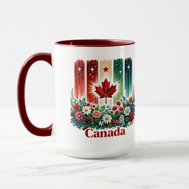 Mug Fête du Canada florale | Mignon Canadien  (Gauche)